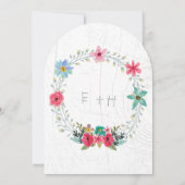 素朴な納屋の木の花のガーランドリース 招待状 (裏面)