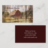 素朴な納屋の木の西カントリー赤い結婚納屋 名刺 (正面/裏面)