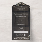 素朴な納屋の木の赤ちゃんの息の光の結婚式 オールインワン招待状 (内側)