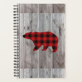 素朴な納屋の木クリスマス赤いバッファローのプレイドベア プランナー手帳 (正面)