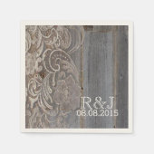 素朴な納屋の木レース西部の田舎結婚式 スタンダードカクテルナプキン (正面)