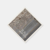 素朴な納屋の木レース西部の田舎結婚式 スタンダードカクテルナプキン (角)