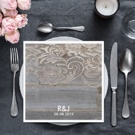 素朴な納屋の木レース西部の田舎結婚式 スタンダードランチョンナプキン