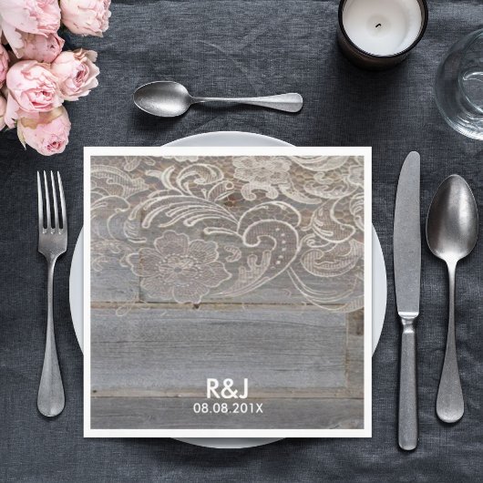 素朴な納屋の木レース西部の田舎結婚式 スタンダードランチョンナプキン