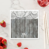 素朴な納屋の木レース西部の田舎結婚式 スタンダードランチョンナプキン (インサイチュ)