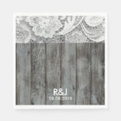 素朴な納屋の木レース西部の田舎結婚式 スタンダードランチョンナプキン (正面)