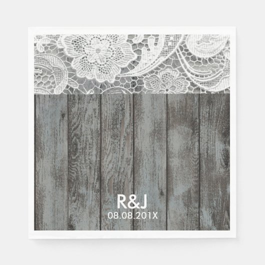 素朴な納屋の木レース西部の田舎結婚式 スタンダードランチョンナプキン (正面)