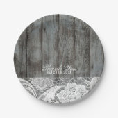 素朴な納屋の木レース西部の田舎結婚式 ペーパープレート (正面)
