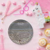 素朴な納屋の木レース西部の田舎結婚式 ペーパープレート (パーティー)