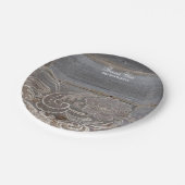 素朴な納屋の木レース西部の田舎結婚式 ペーパープレート (アングル)