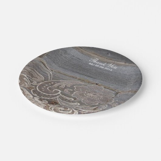 素朴な納屋の木レース西部の田舎結婚式 ペーパープレート (アングル)