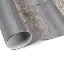 素朴な納屋の木レース西部の田舎結婚式 ラッピングペーパー