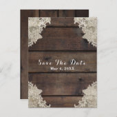 素朴な納屋の木材とレースのロマンチックな結婚式の延期のお知らせ 案内ポストカード (正面/裏面)