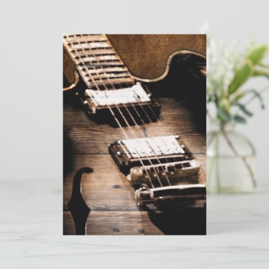 素朴な納屋の木材を使用したウェスタンカントリー音楽ギター 招待状 (スタンド正面)