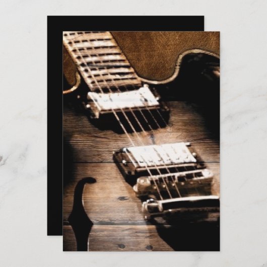 素朴な納屋の木材を使用したウェスタンカントリー音楽ギター 招待状 (正面/裏面)