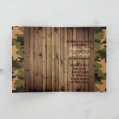 素朴な納屋の木材ウェスタンカントリー結婚迷彩柄 招待状 (内部)