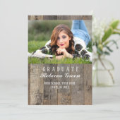 素朴な納屋の木材ウェスタン・カントリー卒業パーティー 招待状 (スタンド正面)