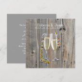 素朴な納屋の木材 シャンパン ウエスタン カントリー ウェディング 招待状 (正面/裏面)