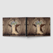 素朴な納屋の木材 ワイルドフラワー ウエスタンスターカウガール ゲストブック (全面)