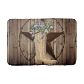 素朴な納屋の木材 ワイルドフラワー ウエスタンスターカウガール バスマット (正面)