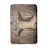 素朴な納屋の木材 ワイルドフラワー ウエスタンスターカウガール バスマット (正面縦)