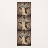 素朴な納屋の木材 ワイルドフラワー ウエスタンスターカウガール ヨガマット (正面)