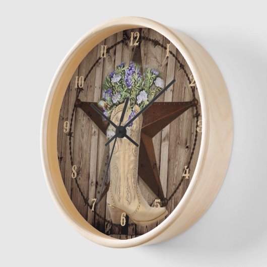 素朴な納屋の木材 ワイルドフラワー ウエスタンスターカウガール 壁時計 (傾斜)
