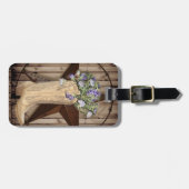 素朴な納屋の木材 ワイルドフラワー ウエスタン カントリー コウボーイ ラゲッジタグ (正面横)