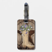 素朴な納屋の木材 ワイルドフラワー ウエスタン カントリー コウボーイ ラゲッジタグ (裏面縦)