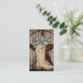 素朴な納屋の木材 ワイルドフラワー ウエスタン カントリー コウボーイ 名刺 (スタンド正面)