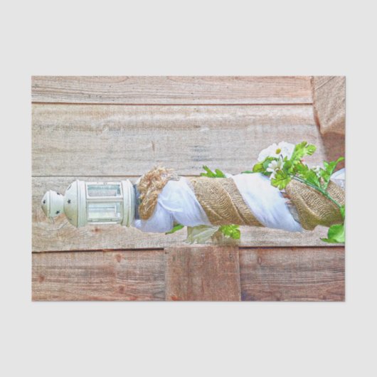 素朴な納屋の木材 麻 花柄 カントリー 薄葉紙 (正面)