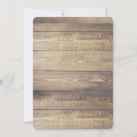 素朴な納屋の木製のエジソンの球根及びリボンのベビーシャワー 招待状 (裏面)