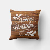 素朴な納屋の木製のクリスマスのタイポグラフィ クッション (裏面)