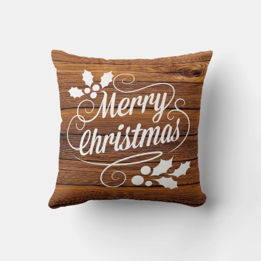素朴な納屋の木製のクリスマスのタイポグラフィ クッション (裏面)