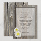 素朴な納屋の木製のデイジーの結婚式招待状 招待状 (正面/裏面)