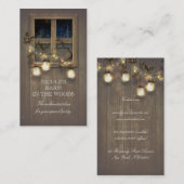 素朴な納屋の木製のメーソンジャーのひもは木をつけます 名刺 (正面/裏面)