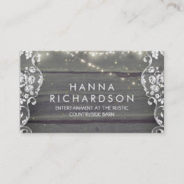 素朴な納屋の木製のレースおよびひもライト 名刺