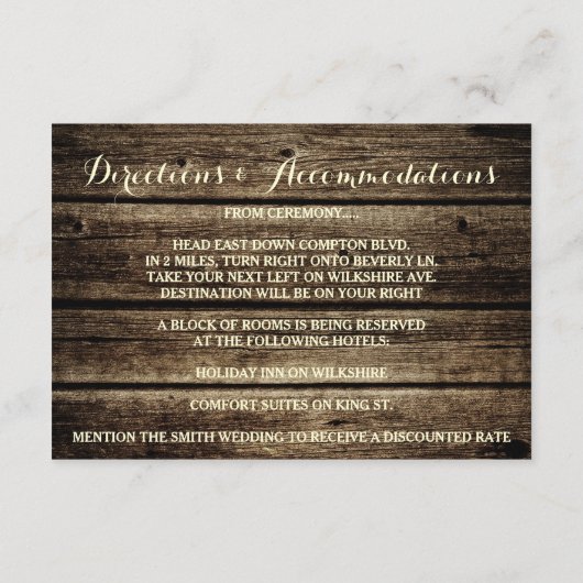 素朴な納屋の木製の松の木の冬の受付カード エンクロージャーカード (裏面)