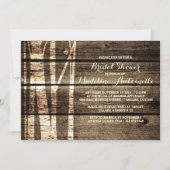 素朴な納屋の木製の樺の木の冬のブライダルシャワー 招待状 (正面)