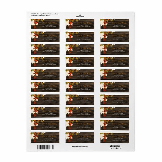 素朴な納屋の木製の秋の結婚式の住所シール ラベル (フルシート)