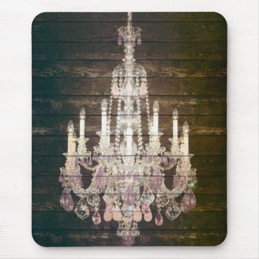 素朴な納屋の木製の紫色のフランスのなシャンデリア マウスパッド (正面)