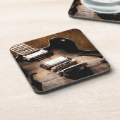 素朴な納屋の木製の西欧諸国音楽ギター コースター (左側)