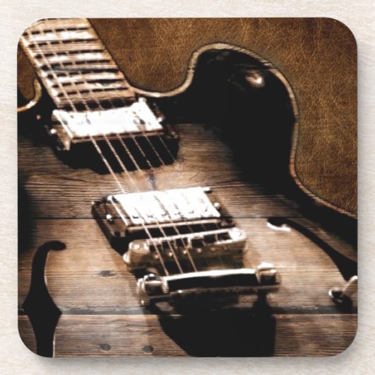 素朴な納屋の木製の西欧諸国音楽ギター コースター (正面)
