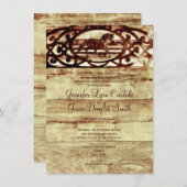 素朴な納屋の木製の馬の結婚式招待状 招待状 (正面/裏面)