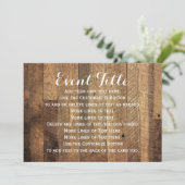 素朴な納屋の木製テーブルサインカード 5 x 7 招待状 (スタンド正面)