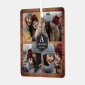 素朴な納屋の木製 4 枚の家族写真コラージュ メタルオーナメント (正面左)