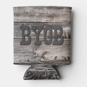 素朴な納屋の木BYOB 缶クーラー