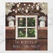 素朴な納屋の窓の木とメイソンジャー ワインボトルラベル ワインラベル (シングルラベル)