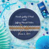 素朴な納屋の結婚式のバーラップの秋の結婚式 ペーパープレート (パーティー)