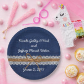 素朴な納屋の結婚式のバーラップの秋の結婚式 ペーパープレート (パーティー)